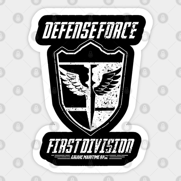 KAIJU No 8: DEFENSE FORCE FIRST DIVISION (WHITE/GRUNGE) Sticker by FunGangStore